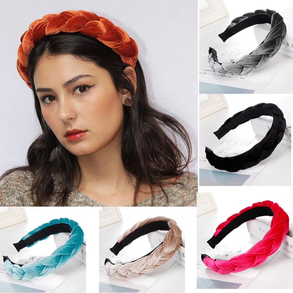 

1Pcs Fashion Solid Braided Padded Headband for Women Ladies Hairband Girls Headwear Headdress Hair Accessories Sweet Gifts