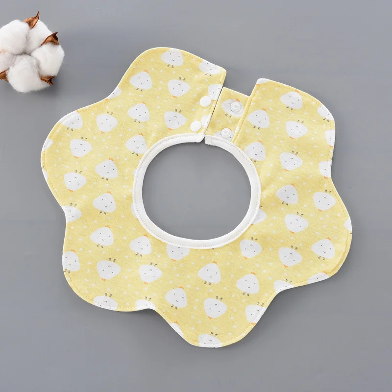 Silicone Anti-lost Chain Strap Adjustable  Baby Bibs Waterproof 360 Degree Flower Shape Stuff For Newborns Boy Girl Feeding Burp Cloth Saliva Towel Infant Apron car baby accessories