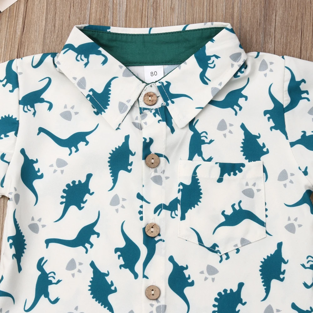 Одежда для маленьких мальчиков из 2 предметов футболка с динозавром и штаны, комплект с шортами