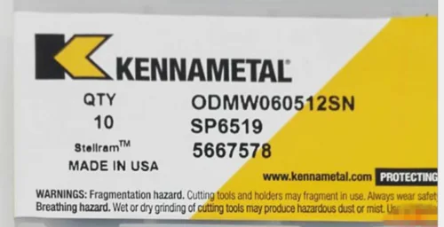 10 шт. KENNAMETAL ODMW 060512SN SP6519