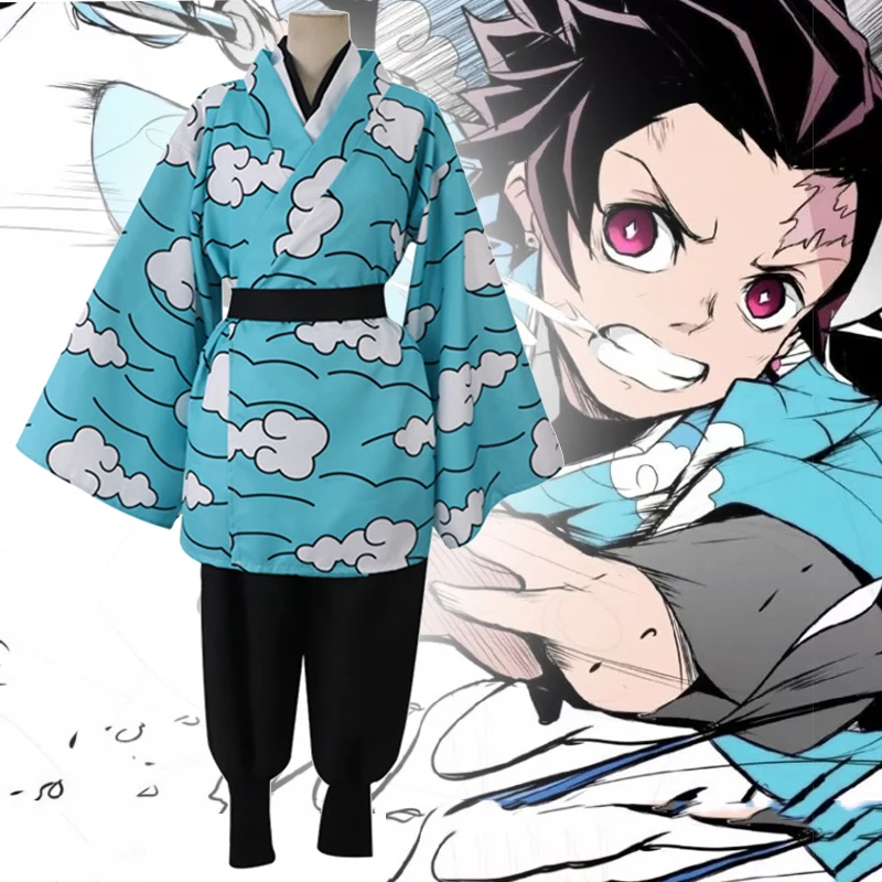 

Anime Demon Slayer Kimetsu No Yaiba Cosplay Costumes Kamado Tanjirou Cosplay Costume Halloween Kimonos Clothes Kendo suits