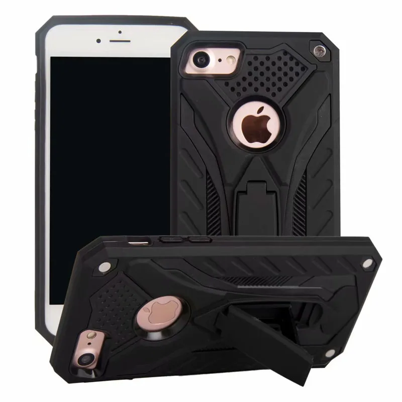 Чехол, чехол, чехол для Apple iPhone 7 8 Plus 7Plus 8 Plus edge TPU armor защита от падения Автономный Кронштейн, чехол для телефона - Цвет: black