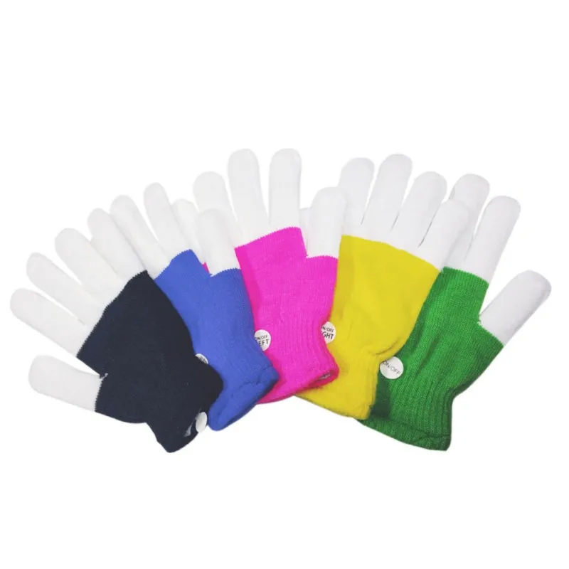 Хэллоуин Рождество Дети СВЕТОДИОДНЫЙ перчатки Утепленная одежда перчатки светодиодный перчатки 7 светильник режимов палец светильник пальчиковые игрушки, принадлежности для вечеринок