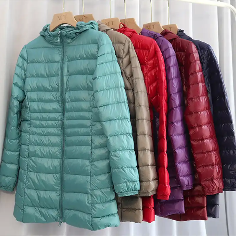 Doudoune Ultra Legere En Duvet De Canard Pour Femme Manteau Long A Capuche Grande Taille 7xl 90 Hiver 2021 Aliexpress