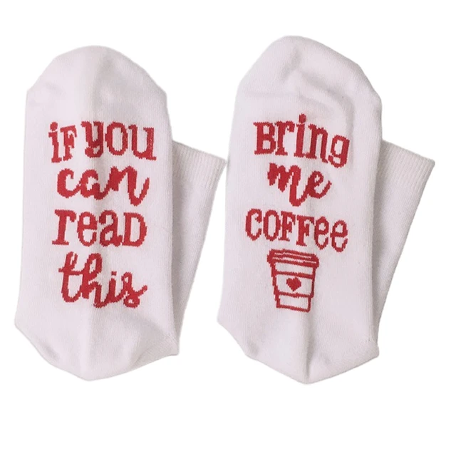 Unisex Novelty Funny Sayings Crew Socks If You Can Read This Bring Me  Coffee Wine Lettering Ribbed Knit Mid Tube Hosiery - Socks - AliExpress