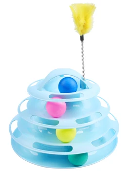 

Three Levels Pet Cat Toy Tower Tracks Disc Cat Intelligence Amusement Triple Disc Cat Toys Ball Training Amusement Plate NN50WJ