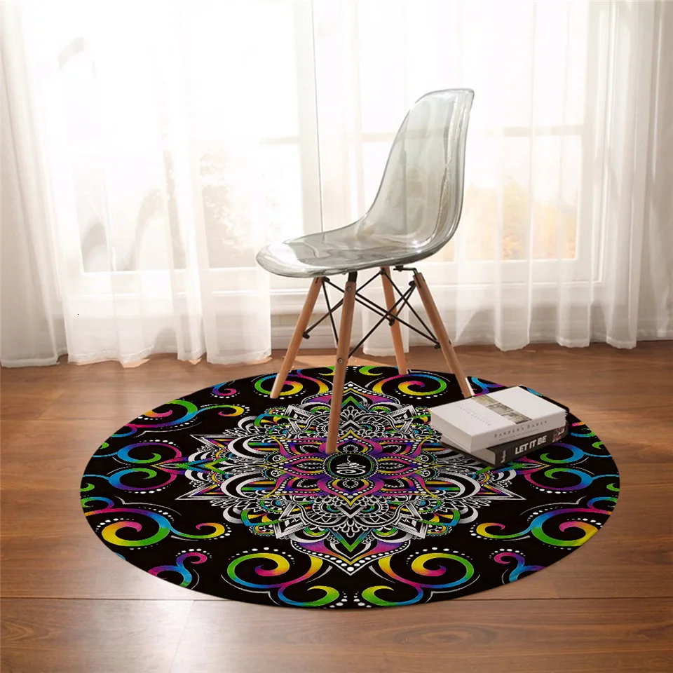 Doodle Ohm Trippy Alien by Brizbazaar напольный коврик акварельный нескользящий круглый ковер третий глаз спальня коврики Мандала блюдца tapetes - Цвет: Doodle Ohm
