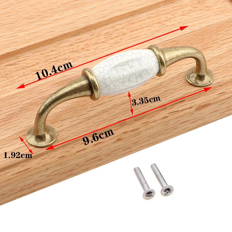 QVWN античный бронзовый керамический белый корпус ручки шкафчик из цинкового сплава двери Простая европейская мебель оборудование - Цвет: 6035-10.6