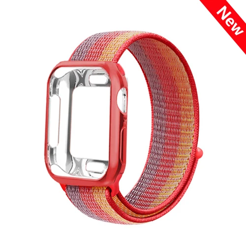Sport Loop strap for Apple watch band case 4 5 3 44mm 40mm watchband nylon Breathable bracelet belt for iwatch band 3 42mm 38mm - Цвет ремешка: color 43