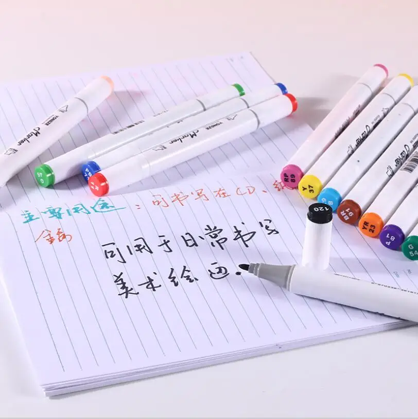 

12/24/36 Colors Dual Tip Marker Pen Art Markers Watercolor Drawing Coloring Manga Calligraphy Stationery Brush Pens Set