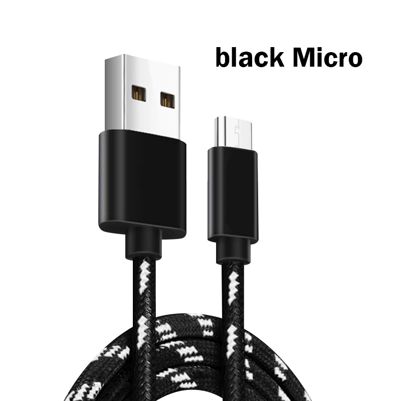 USB кабель для быстрой зарядки и передачи данных для iOS 1 м USB кабель для зарядки и передачи данных type-C Micro USB Мобильный телефон 2A Android супер зарядное устройство - Цвет: Black for Micro