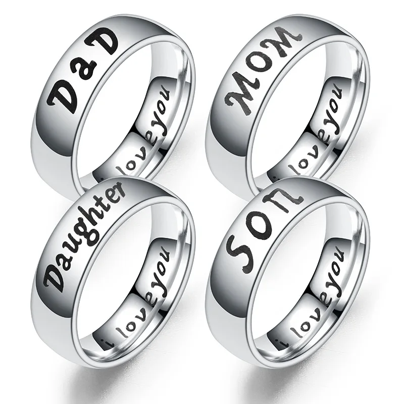 

Dad Daughter Son Mom Family Ring Band Boys Girls Womens Men I Love You Mothers' Fathers' Day Ring Christmas Valentine Bands