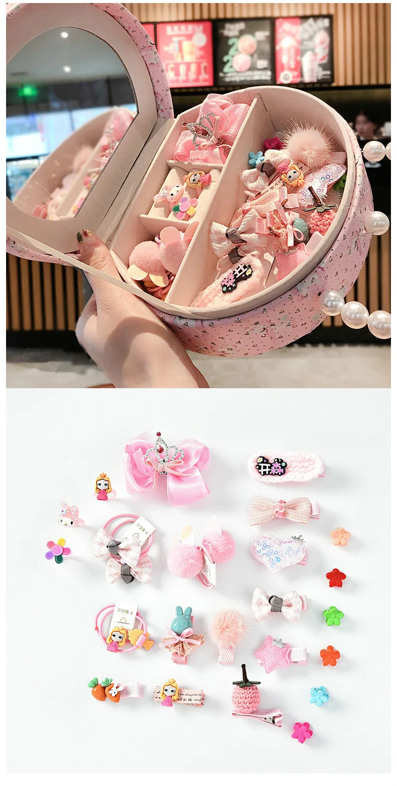 27Pcs/Set Children Cute Crown Rabbit Bow Ornament Hair Clips Girls Lovely Colors Hairpins Barrettes Kids Sweet Hair Accessories