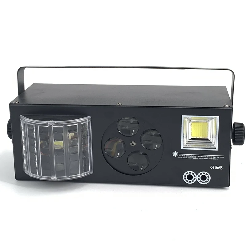 Black Светодиодный сценический светильник DJ Disco light 60 Вт светодиодный Gobo+ светодиодный стробоскоп+ лазер+ светодиодный эффект бабочки 4в1 свет для ktv Disco DJ вечерние световые шоу - Цвет: Black