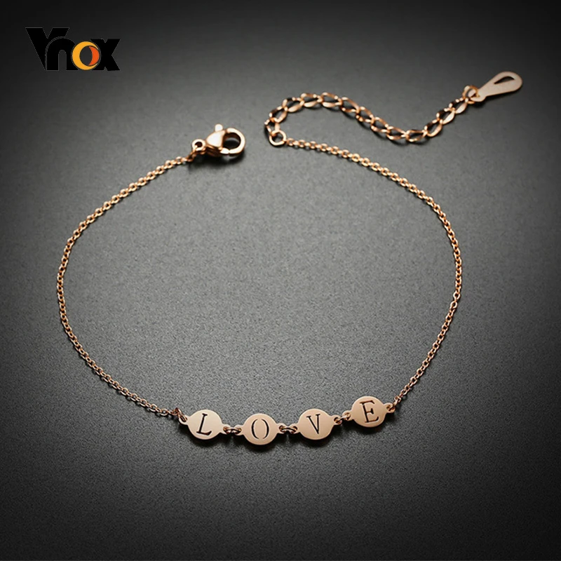 Vnox Temperament Summer Anklets for Women Jewelry with Initial Letters Anti Allergy Stainless Steel Link Chain Holidays Gifts Vnox Temperament Summer Anklets for Women Jewelry with Initial Letters Anti Allergy Stainless Steel Link Chain Holidays Gifts