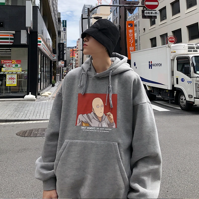 Autumn And Winter New Plus Velvet Cartoon Printing Fashion Casual Hooded Sweatshirt Youth Popular Pullover M-2XL