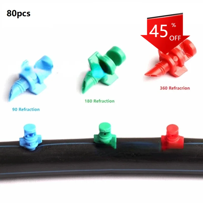 80Pcs Garden Irrigation Simple Refraction nozzle Watering Flower Mist
