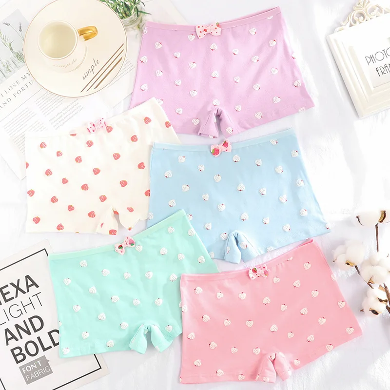 

Hot Sale Panties young girls Underwear Free Shipping New teenagers strawberry short Boxers panties Safety of pants 6pc/lot S-4X
