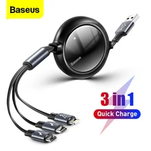 Câble USB 3 en 1 Baseus pour iPhone 12 Pro USB Type C charge rapide pour Samsung Huawei Xiaomi Mi câble de Date Micro USB rétractable