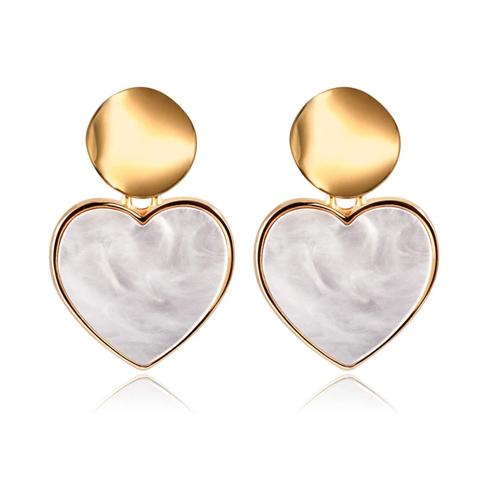 Heart 7 X& P Новые массивные Висячие серьги для женщин модные золотые серьги акриловые геометрические красные висячие серьги Свадебные ювелирные изделия Brinco - Окраска металла: Heart 7