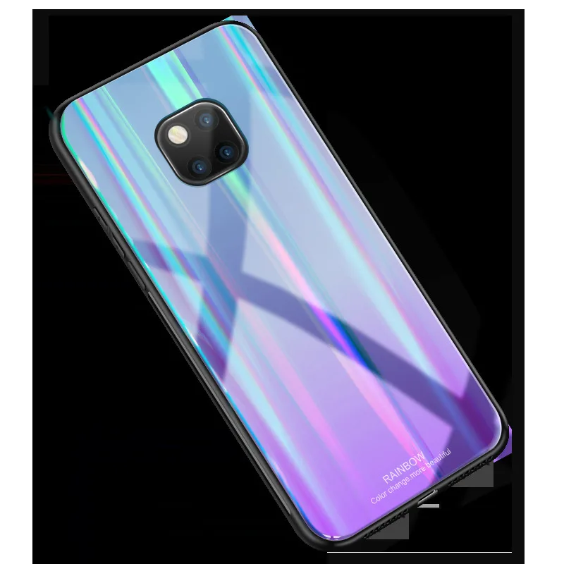 Чехол с градиентом Авроры для телефона Huawei Mate 20 мягкий чехол из ТПУ и стекла