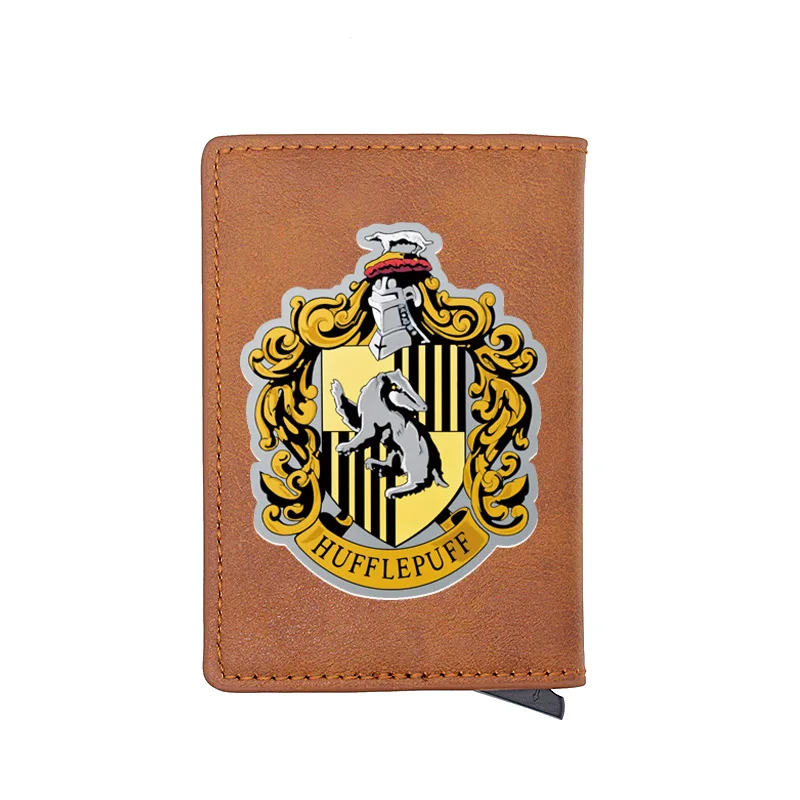 

Hogwarts College Hufflepuff Badger Digital Printing Casual Leather Card Holder Wallet Men Women Credit Card Mini Short Purse