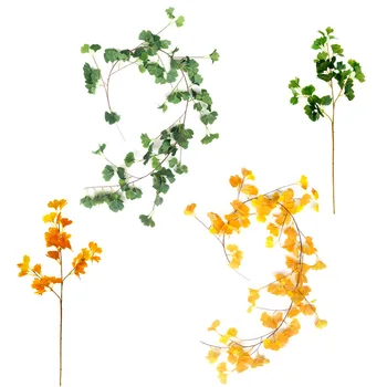 

2 Pcs Plante Artificielle Faux Fake Plant Ginkgo Leaf Yellow Wedding Celebration Home Decoration Jungle Party Table Prop Decor