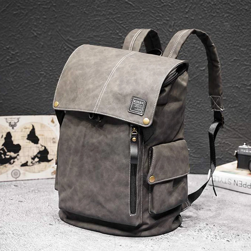 

New Luxury Leather School Backpack Waterproof Leather Backpack For Laptop Men Travel Teenage Student Backpack Bag Male