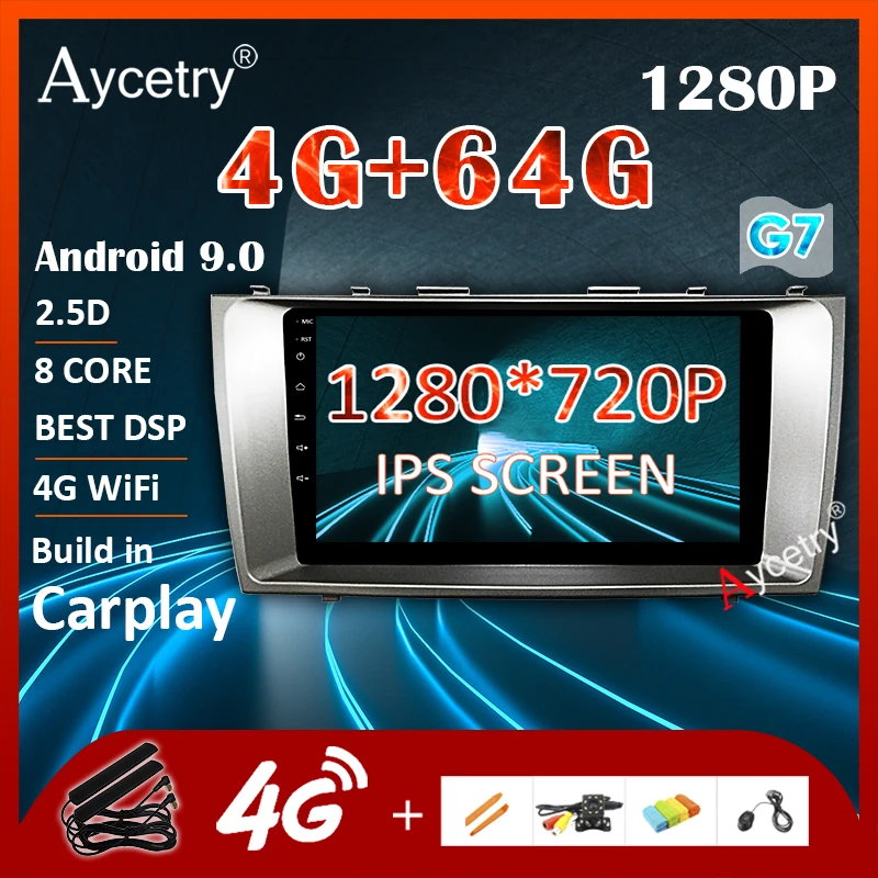 1280P 64G Carplay Android 9,0 gps для Toyota Camry 7 XV 40 50 радио 2007-2011 Радио Навигация ips экран без DVD плеера