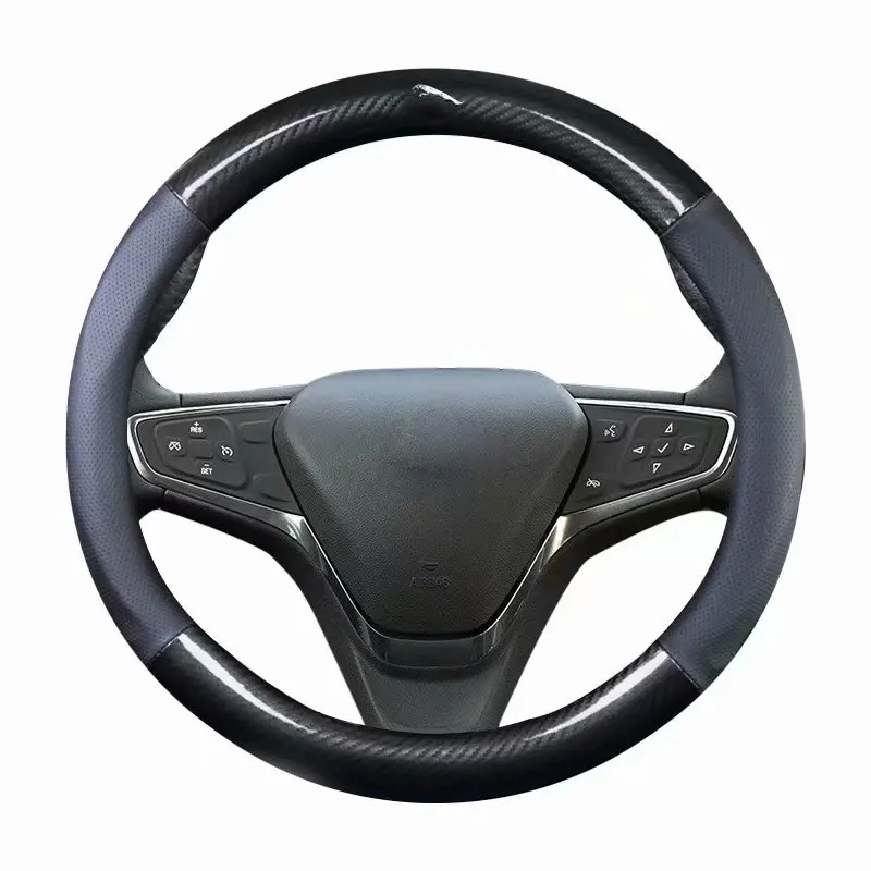 Кожаное Автомобильное рулевое силиконовое покрытие для руля 37 38 см 15 дюймов нескользящее покрытие для Jaguar XE XF XJ E-PACE X-type S-type F-PACE I-PACE XK F-type