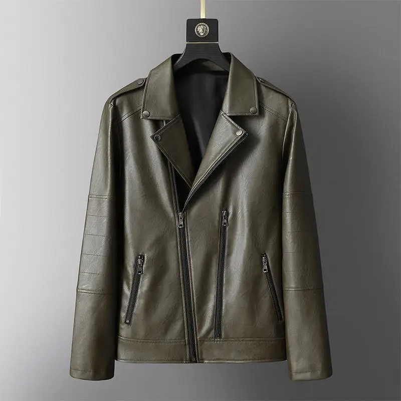 M-4XL мужские кожаные куртки мотоциклетная куртка из ПУ мода плюс размер отложной воротник тонкий ветронепроницаемый Бомбер куртка XXXXL