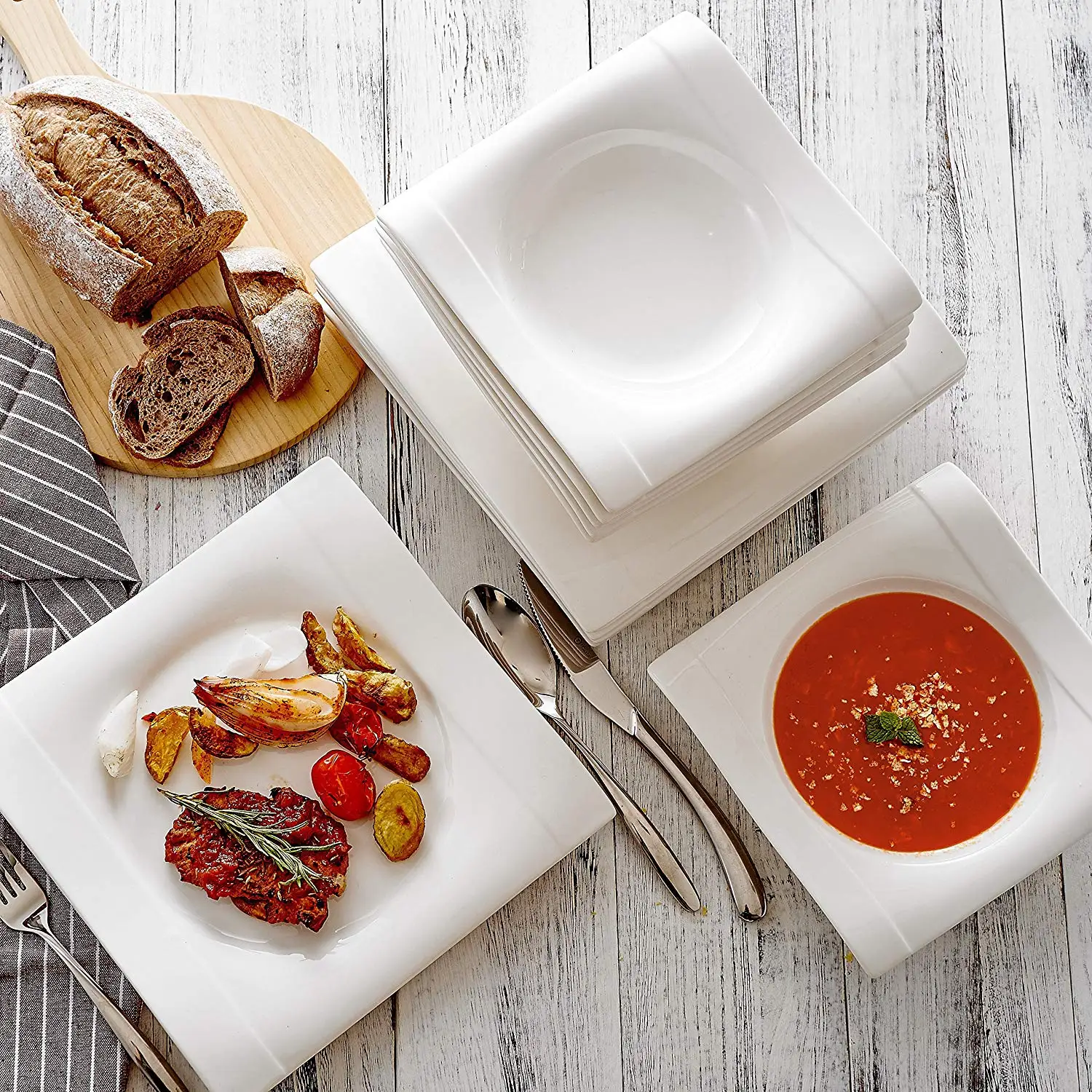 Vancasso 30 шт. белый фарфор Dinnerplate набор в комплекте 6 шт чашки/блюдца/обеденные