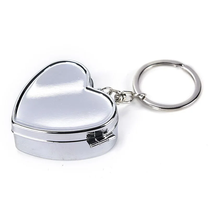 

Silver Key Chain Tablet Storage Case Pillbox Medicine Container Key Ring Pill Holder Desk Sets School Stationery Office Supplies