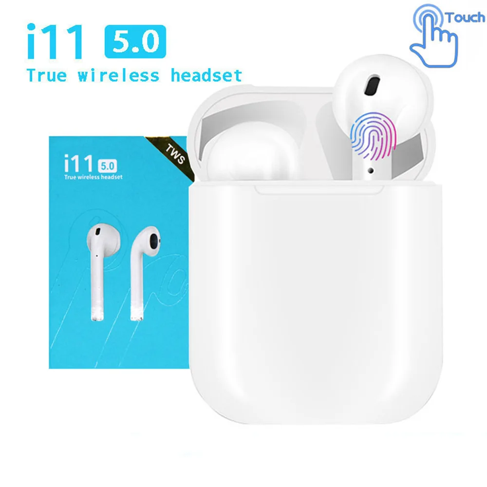 

i11-TWS Bluetooth V5.0 Headset 1 pairs Wireless With Charging Box Stereo earbuds sports Earphone Music Mic for ios Android phone