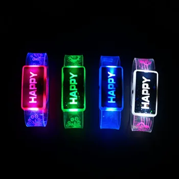 

Letter Happy LED Flashing Light Wrist Band Flashing Glow Bracelet Birthday Party Decorations Kids Gift