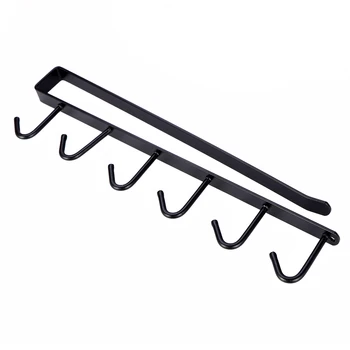

Iron Art Clapboard Hanger Wardrobe Multifunctional Hook Kitchen Cabinet 6 Hook Finishing Rack Without Nails Home Accessories