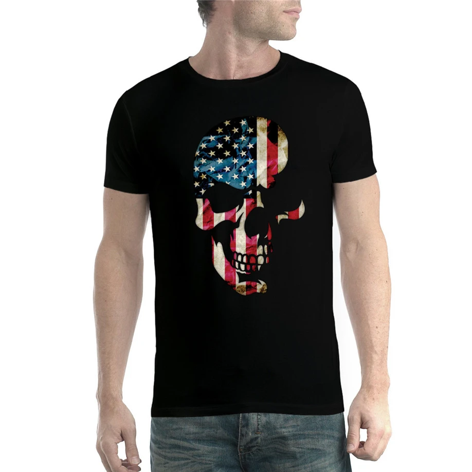 American Skull Men T-Shirt Xs-5Xl Loose Size Top Ajax Tee Shirt | Мужская одежда
