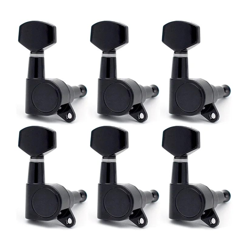 Black-6R 6 Small Square Buttons Seal Gear Chord Tuning Pin Tuner Head Guitar With Chrome / Black / Gold - Цвет: Black-6R