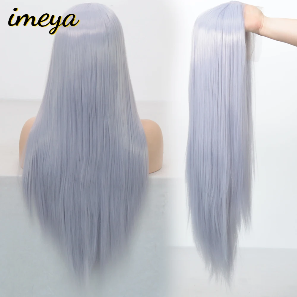 Imeya, 150% плотность, 24 дюйма, шелковистые прямые парики, термостойкие волосы, синтетические, 13x3, парики на кружеве для женщин, можно косплей, парики