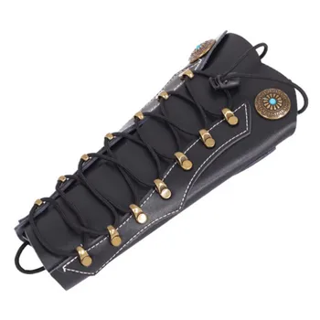

Traditional Cowhide Archery Arm Protector Guard For Hunting Restraint with Hardware Fasteners for Shooting Recurve