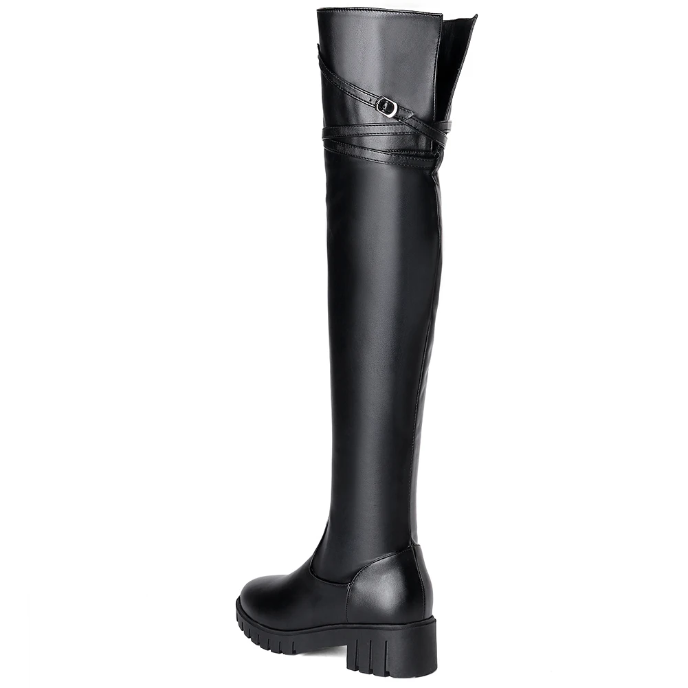 RIBETRINI Over The Knee Boots For Women Round Toe Zipper Thick Sole Trunky Heel Shoes Woman Fashion Knight Long Boots Women