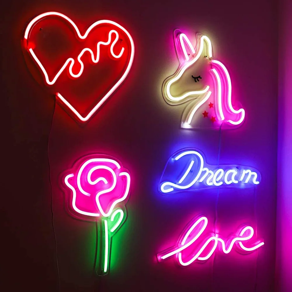 Sale USB LED Neon Sign with Transparent Acrylic Large Panel Hanging Wall Art for Living Room Lamp Party Home Decor P35 | Лампы и