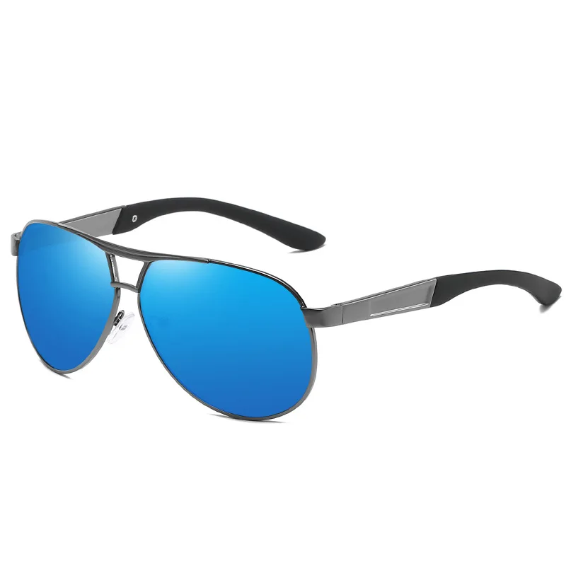 Classic Vintage Polarized Pilot Sunglasses Men Fashion Brand Designer Goggle Driving Mirror Lens Sun Glasses For Male UV400 - Цвет линз: Gun Blue