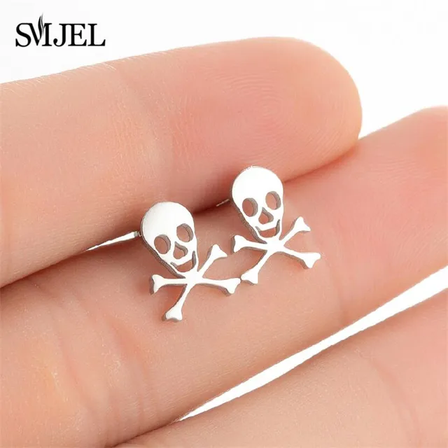 Stainless Steel Mini Stud Earrings Mushroom Cherry Weather Sun Water Droplets Cartilage Ear Piercing Jewelry Skull Face Studs 434