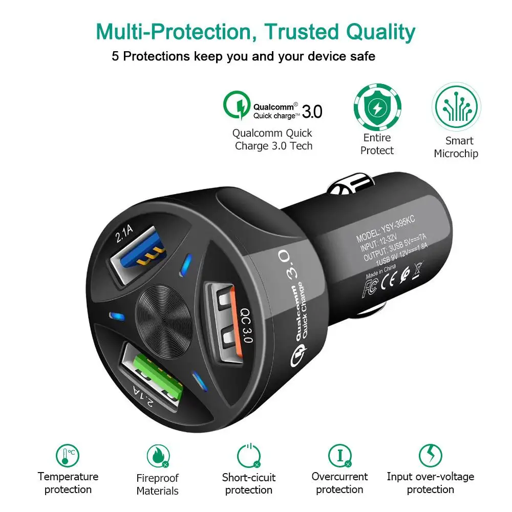 MeterMall QCharge 3,0, автомобильное зарядное устройство для мобильного телефона, двойное Usb Автомобильное зарядное устройство, Qc 3,0, QC 4,0, быстрая зарядка, адаптер, Usb Автомобильное зарядное устройство