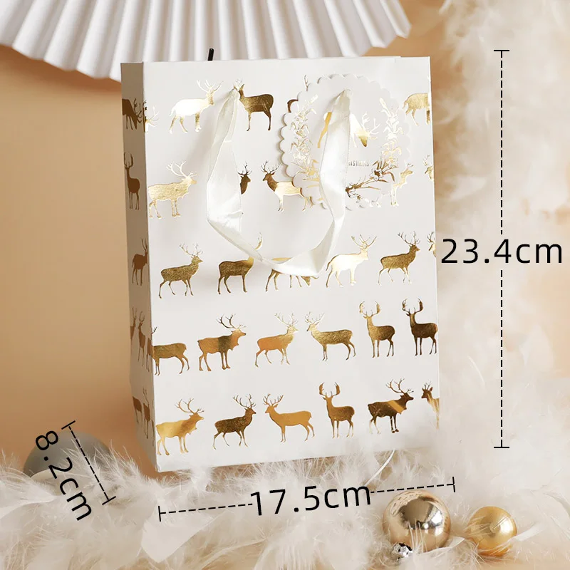 Gift Bag 2 Роскошный золотой цвет полоса круглая точка сумка Лось Снежинка из бумаги посылка сумки подарок на день рождения на годовщину упаковка вечерние принадлежности - Цвет: Gift Bag 2