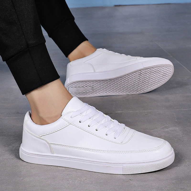 White#Zapatos informales vulcanizados para hombre zapatillas transpirables 