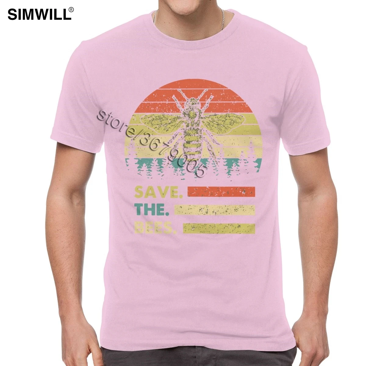 Urban vintage Save The Bee, Мужская футболка, хлопок, пчелиный хранитель, футболки, короткий рукав, летняя футболка, проблемная, с графическим принтом, футболка «honey» - Цвет: Розовый