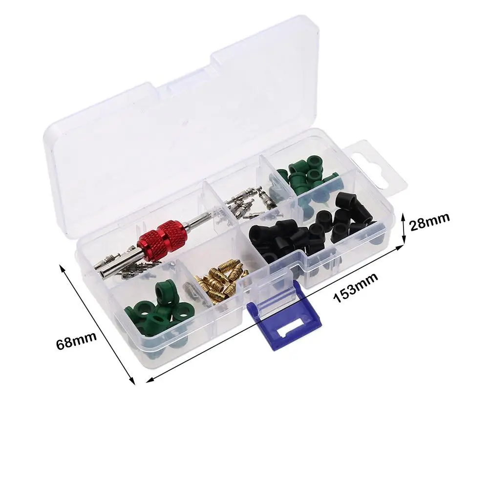 Gasket Seal Ring Air-Conditioning A/C Valve Core Remover Tool A/C Hose Adapter Rubber Washer Gasket Valve Core Kit 71pcs/set