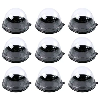 

100pcs Round Plastic Egg-Yolk Puff Container Transparent Mooncake Dome Boxes Baking Packing Box (Golden Tray)